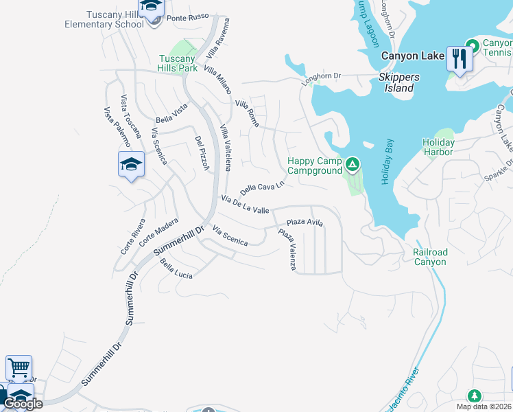 map of restaurants, bars, coffee shops, grocery stores, and more near 23 Vía De La Valle in Lake Elsinore