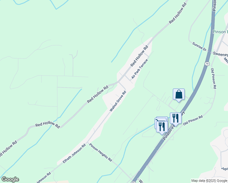 map of restaurants, bars, coffee shops, grocery stores, and more near 3600 Pinson Heights Circle in Center Point