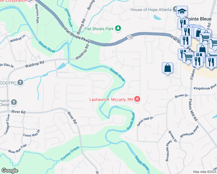 map of restaurants, bars, coffee shops, grocery stores, and more near 4084 Waldrop Hills Drive in Decatur