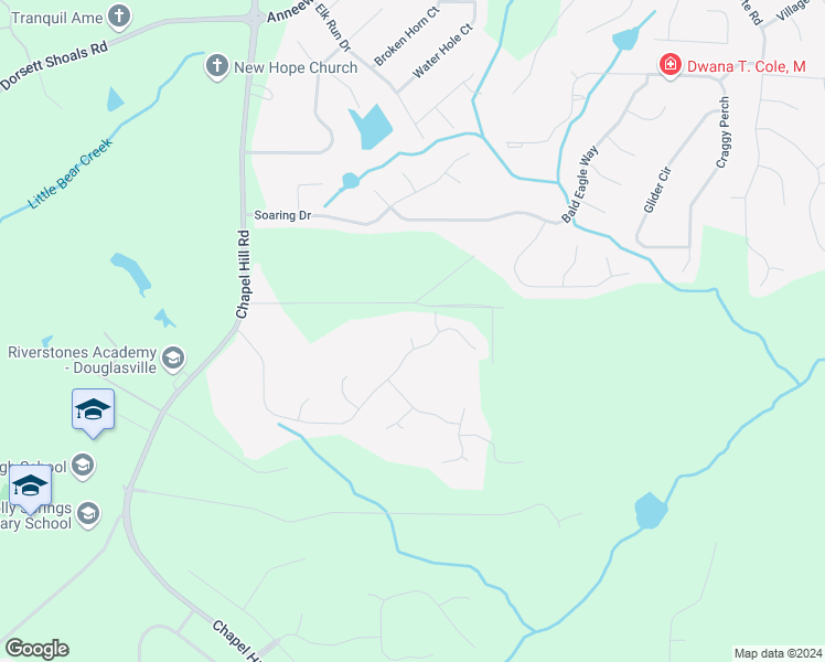 map of restaurants, bars, coffee shops, grocery stores, and more near 4688 Sterling Pointe in Douglasville