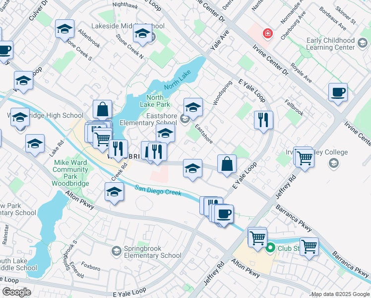 map of restaurants, bars, coffee shops, grocery stores, and more near 10 Beechwood in Irvine