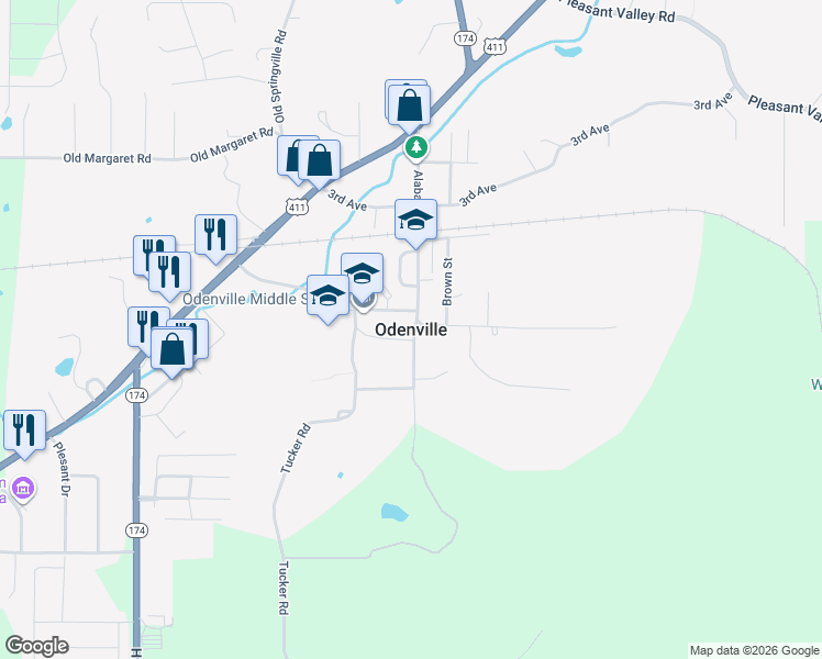map of restaurants, bars, coffee shops, grocery stores, and more near in Odenville