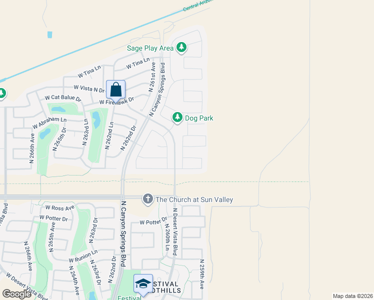 map of restaurants, bars, coffee shops, grocery stores, and more near 25946 West Horsham Drive in Buckeye