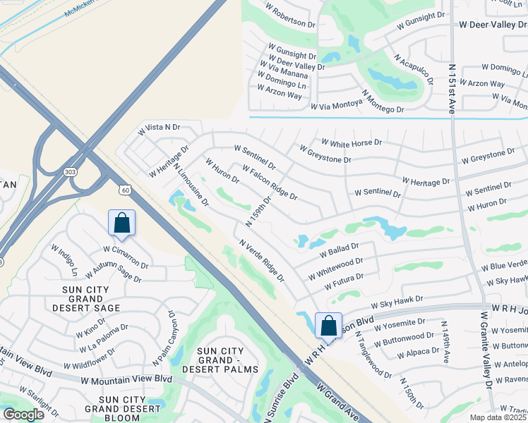 map of restaurants, bars, coffee shops, grocery stores, and more near 15905 West Huron Drive in Sun City West