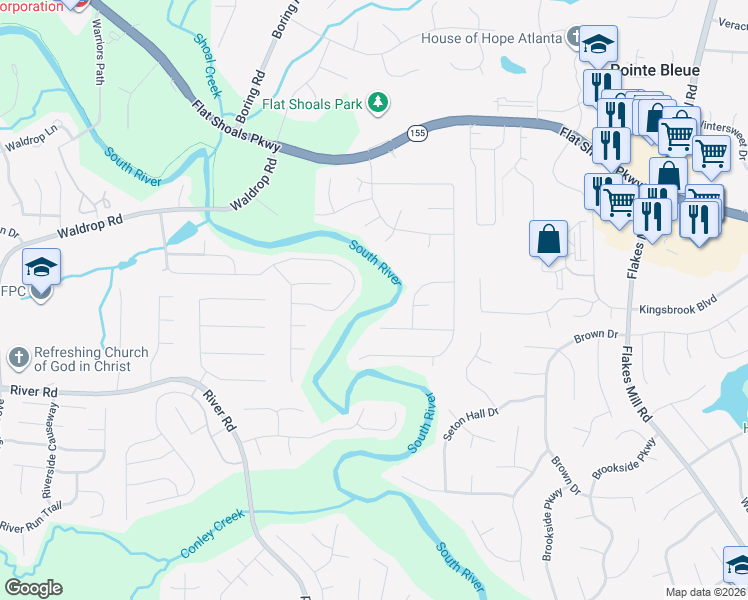 map of restaurants, bars, coffee shops, grocery stores, and more near 4054 Waldrop Hills Drive in Decatur