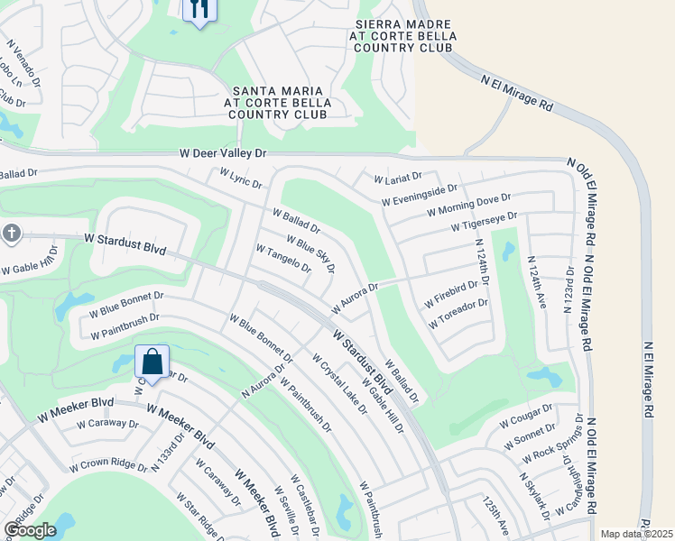 map of restaurants, bars, coffee shops, grocery stores, and more near 12950 West Blue Sky Drive in Sun City West