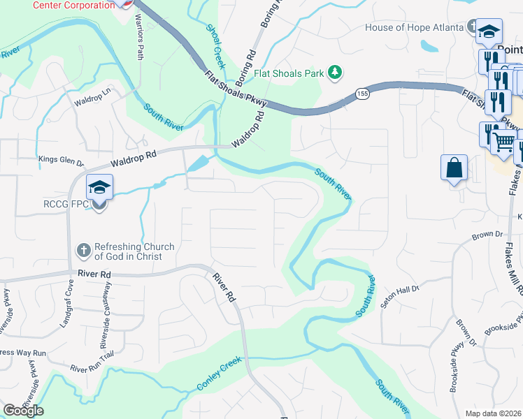 map of restaurants, bars, coffee shops, grocery stores, and more near 4141 Waldrop Hills Terrace in Decatur