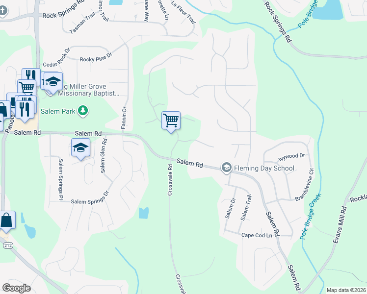 map of restaurants, bars, coffee shops, grocery stores, and more near 3537 Hunters Pace Drive in Stonecrest