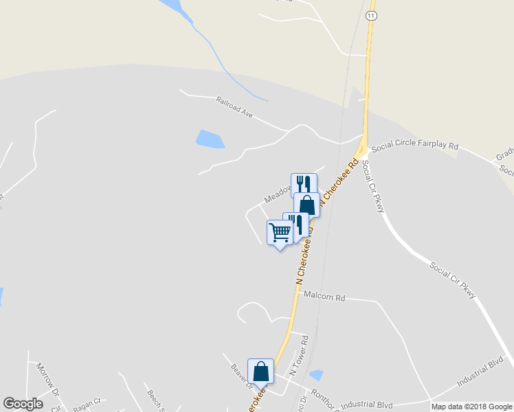 map of restaurants, bars, coffee shops, grocery stores, and more near 1096 Bateman Drive in Social Circle