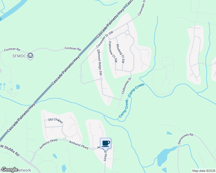 map of restaurants, bars, coffee shops, grocery stores, and more near 430 Tellico Circle Southwest in Atlanta