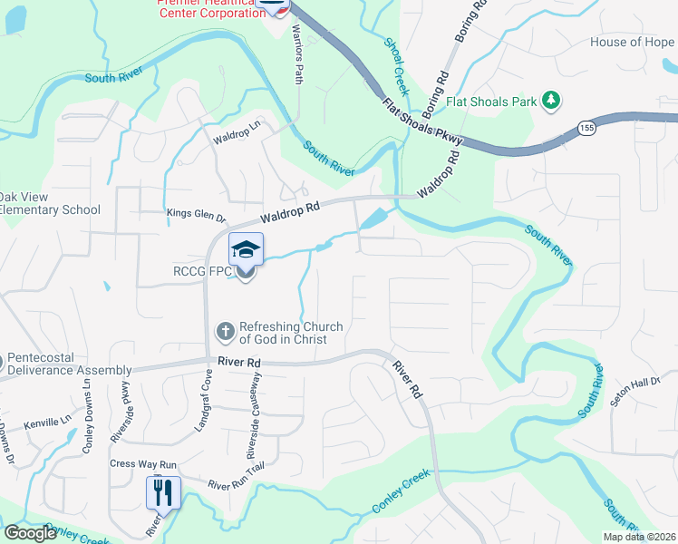 map of restaurants, bars, coffee shops, grocery stores, and more near 3577 Wellhaun Road in Decatur