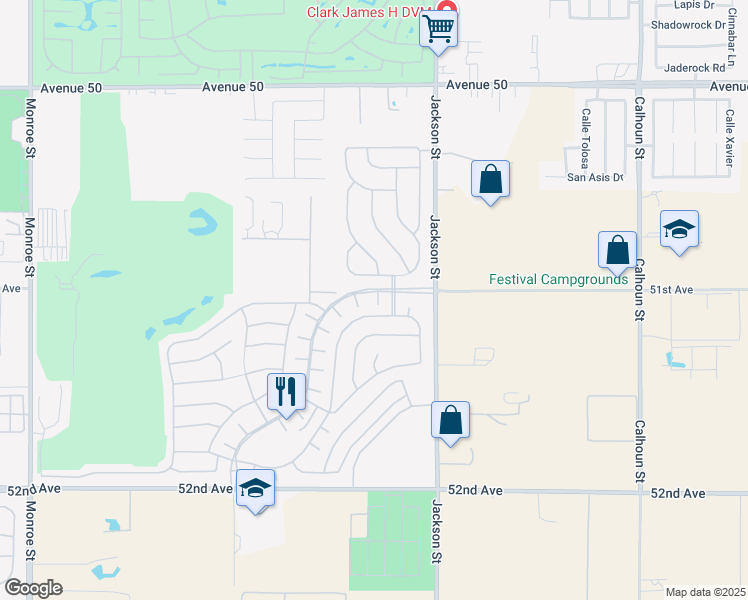 map of restaurants, bars, coffee shops, grocery stores, and more near 51022 Doubletree Court in Indio