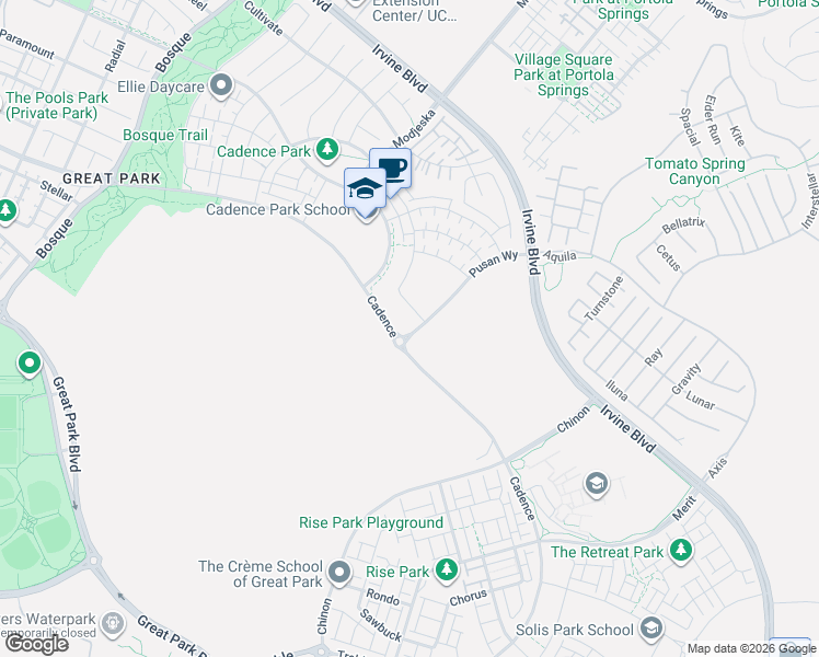 map of restaurants, bars, coffee shops, grocery stores, and more near 138 Spectacle in Irvine