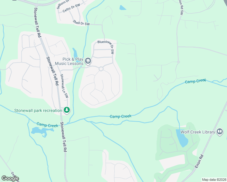 map of restaurants, bars, coffee shops, grocery stores, and more near 6183 Stonelake Drive Southwest in Atlanta