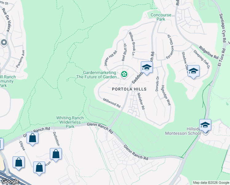 map of restaurants, bars, coffee shops, grocery stores, and more near 28362 Pueblo Drive in Trabuco Canyon