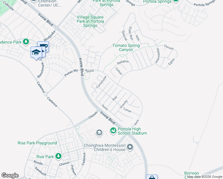 map of restaurants, bars, coffee shops, grocery stores, and more near 56 Chasma in Irvine