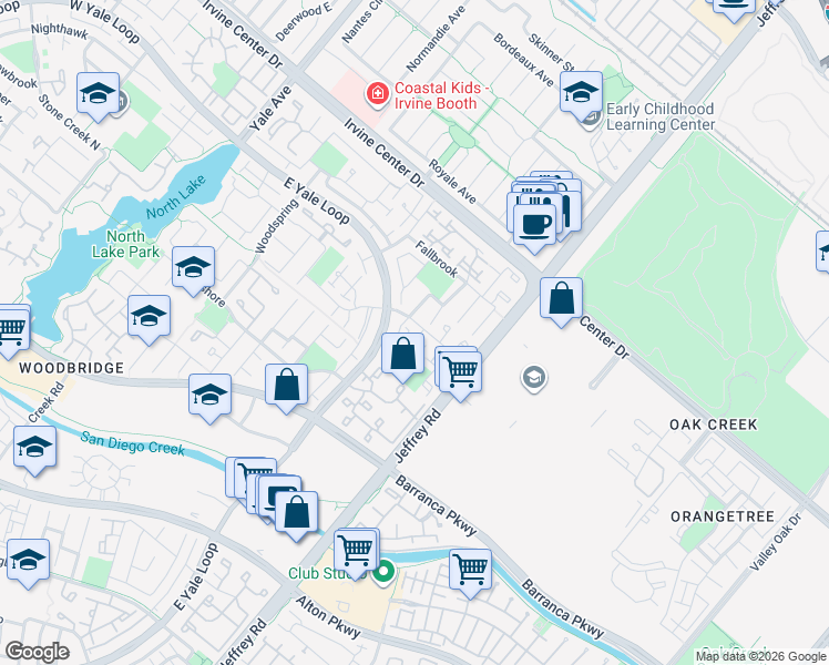 map of restaurants, bars, coffee shops, grocery stores, and more near 137 Briarwood in Irvine