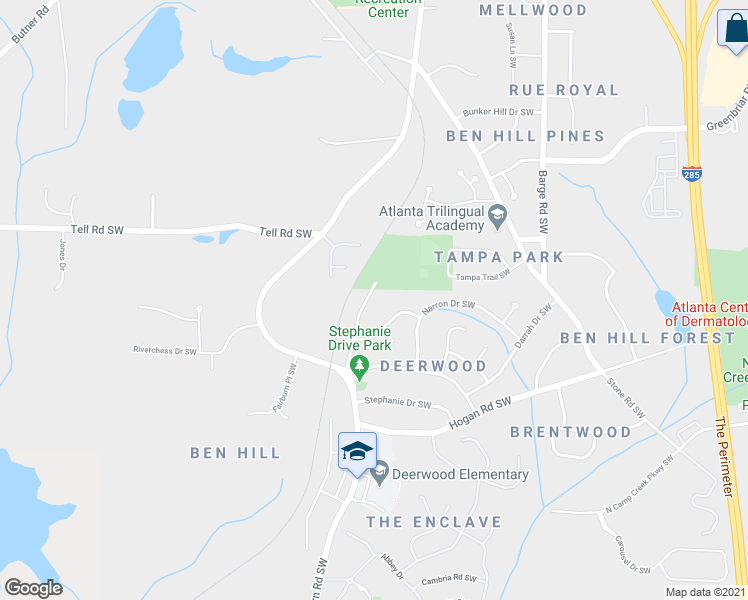 map of restaurants, bars, coffee shops, grocery stores, and more near 2794 Alexandria Drive Southwest in Atlanta