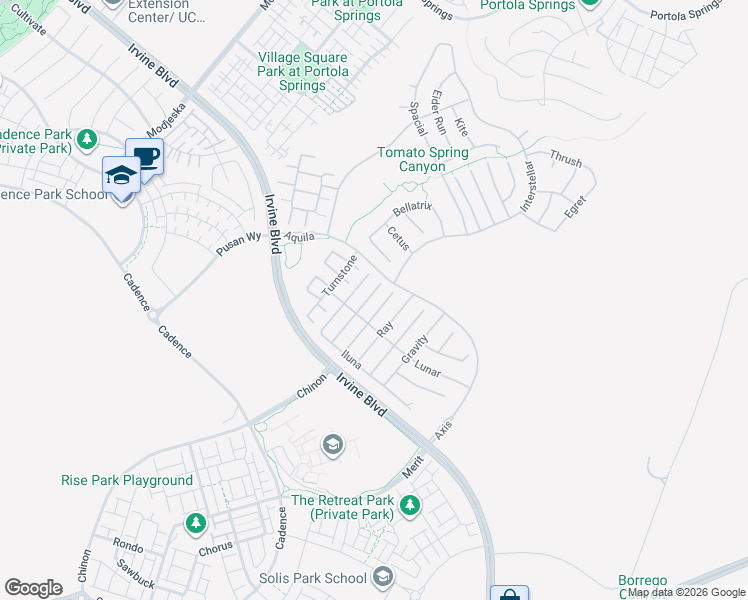 map of restaurants, bars, coffee shops, grocery stores, and more near 56 Chasma in Irvine