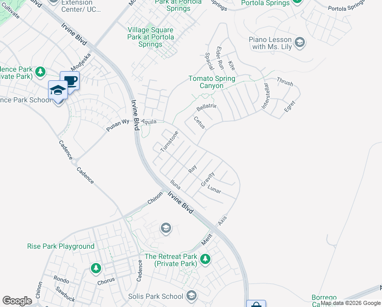 map of restaurants, bars, coffee shops, grocery stores, and more near 55 Cartwheel in Irvine