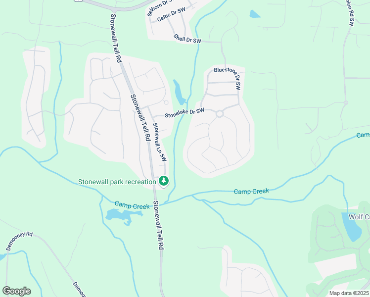 map of restaurants, bars, coffee shops, grocery stores, and more near 2944 Bluestone Drive Southwest in Atlanta