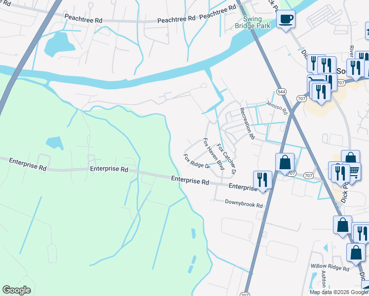 map of restaurants, bars, coffee shops, grocery stores, and more near 365 Fox Ridge Drive in Myrtle Beach