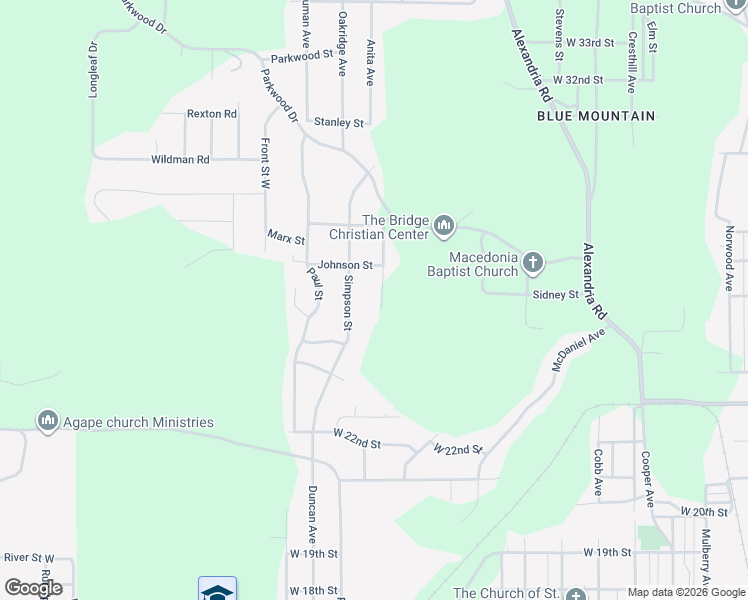 map of restaurants, bars, coffee shops, grocery stores, and more near 2514 McArthur Street in Anniston