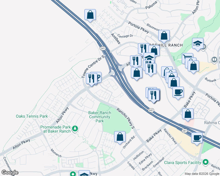 map of restaurants, bars, coffee shops, grocery stores, and more near 2000 Lupine in Lake Forest