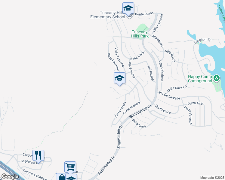 map of restaurants, bars, coffee shops, grocery stores, and more near 16 Corte Montena in Lake Elsinore