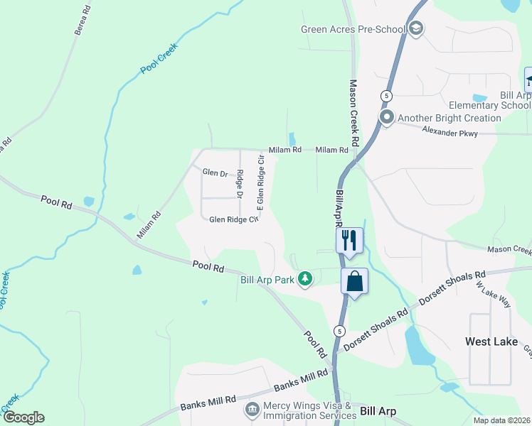 map of restaurants, bars, coffee shops, grocery stores, and more near 4701 East Glen Ridge Circle in Douglas County