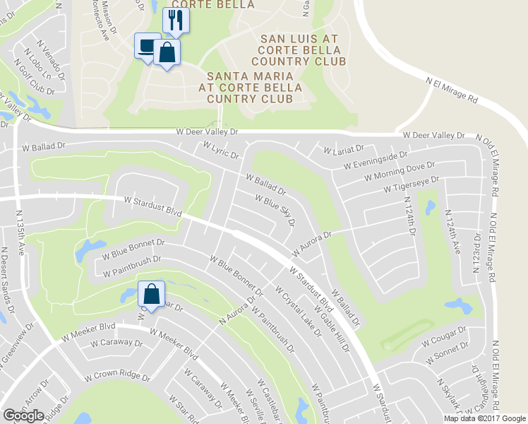 map of restaurants, bars, coffee shops, grocery stores, and more near 13018 West Tangelo Drive in Sun City West