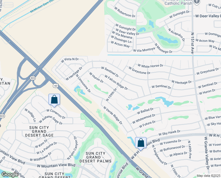 map of restaurants, bars, coffee shops, grocery stores, and more near 15905 West Huron Drive in Sun City West