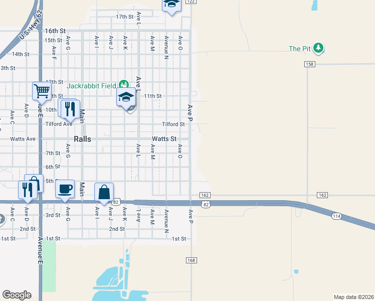 map of restaurants, bars, coffee shops, grocery stores, and more near 1505 7th Street in Ralls