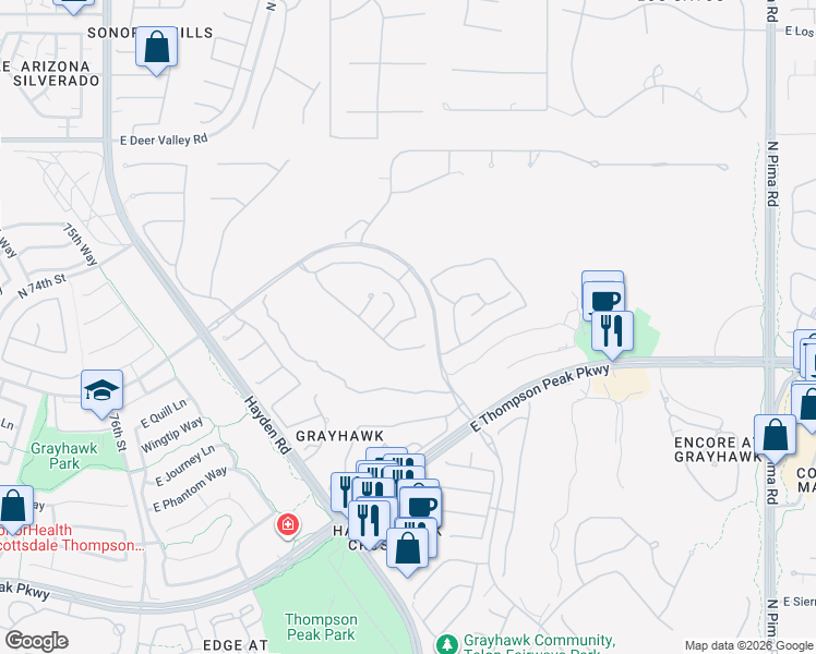 map of restaurants, bars, coffee shops, grocery stores, and more near 8137 East Wing Shadow Road in Scottsdale