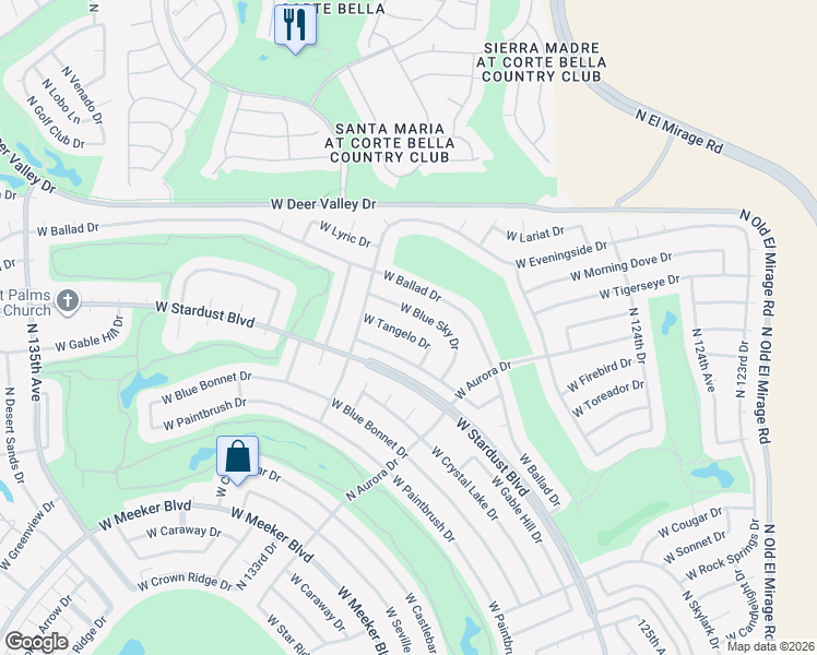 map of restaurants, bars, coffee shops, grocery stores, and more near 13018 West Tangelo Drive in Sun City West