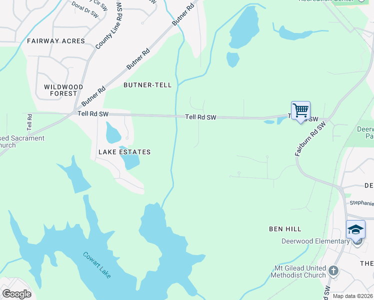 map of restaurants, bars, coffee shops, grocery stores, and more near 2749 Riverpine Trail in Atlanta