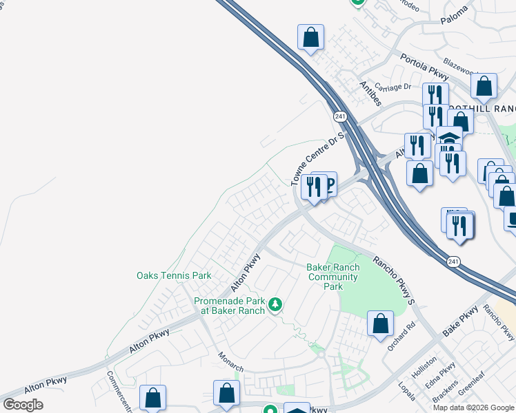 map of restaurants, bars, coffee shops, grocery stores, and more near 30 Prominence in Lake Forest