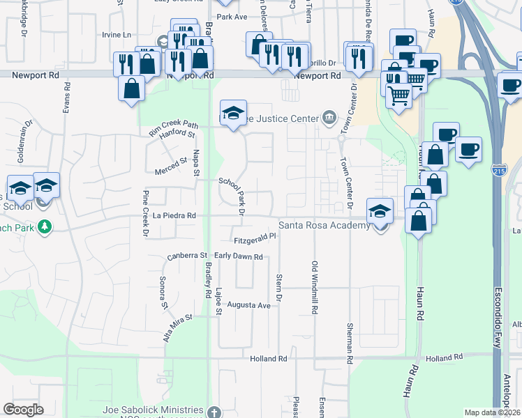 map of restaurants, bars, coffee shops, grocery stores, and more near 30478 Blume Circle in Menifee