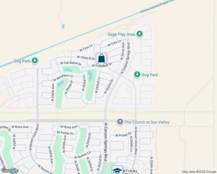 map of restaurants, bars, coffee shops, grocery stores, and more near 26024 West Horsham Drive in Buckeye