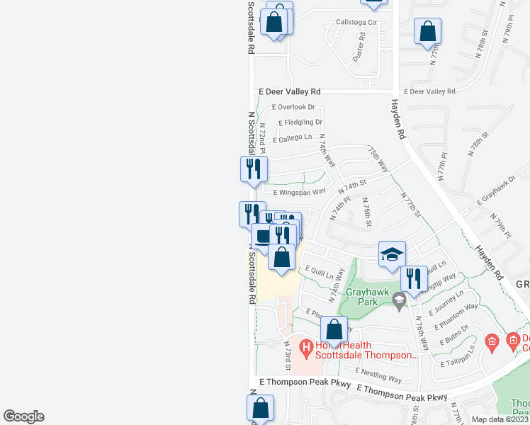 map of restaurants, bars, coffee shops, grocery stores, and more near 21120 North 72nd Place in Scottsdale