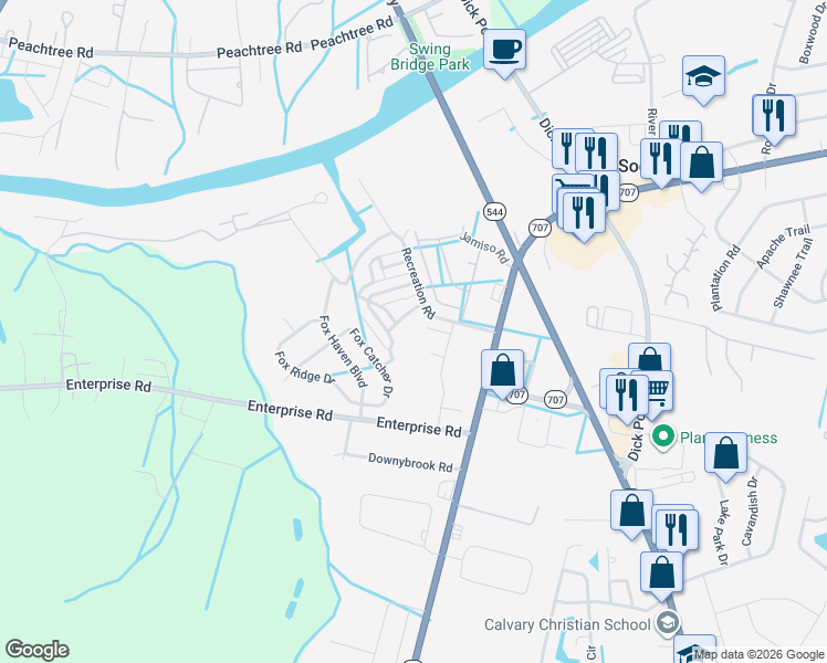 map of restaurants, bars, coffee shops, grocery stores, and more near 212 Gray Fox Trail in Myrtle Beach