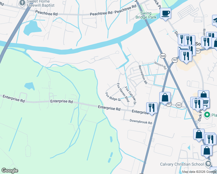 map of restaurants, bars, coffee shops, grocery stores, and more near 373 Fox Ridge Drive in Myrtle Beach