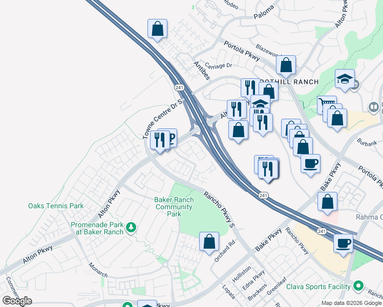 map of restaurants, bars, coffee shops, grocery stores, and more near 800 Lupine in Lake Forest