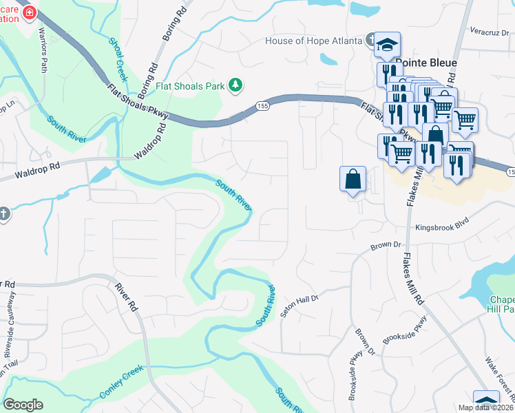 map of restaurants, bars, coffee shops, grocery stores, and more near 3641 River Edge Loop in Decatur
