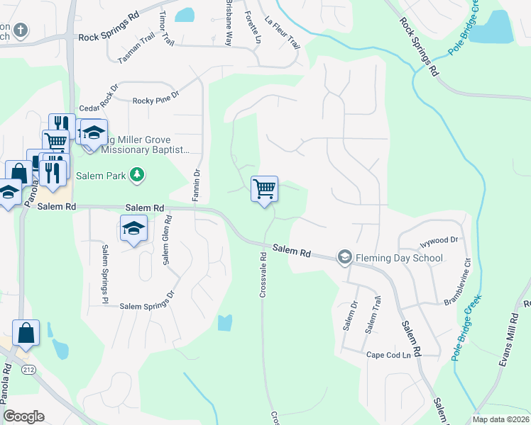 map of restaurants, bars, coffee shops, grocery stores, and more near 3537 Hunters Pace Drive in Stonecrest