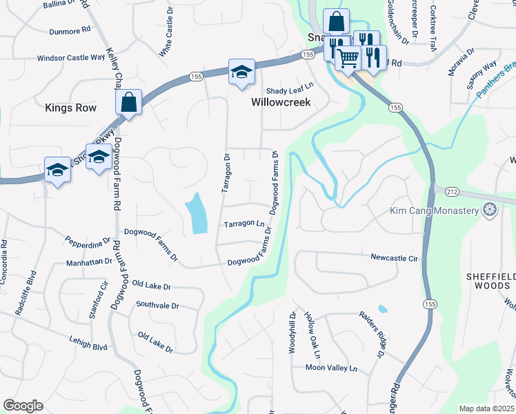 map of restaurants, bars, coffee shops, grocery stores, and more near 4441 Woodbank Lane in Decatur