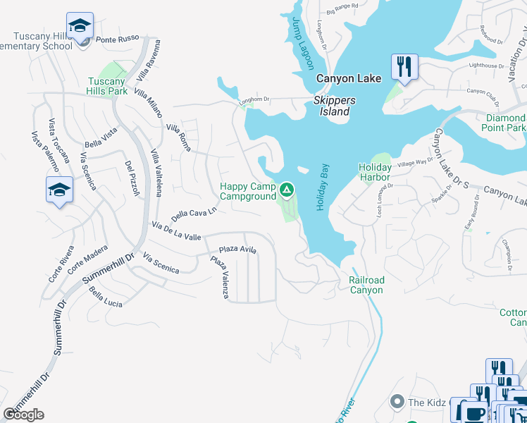 map of restaurants, bars, coffee shops, grocery stores, and more near 17 Via Del Renal Court in Lake Elsinore