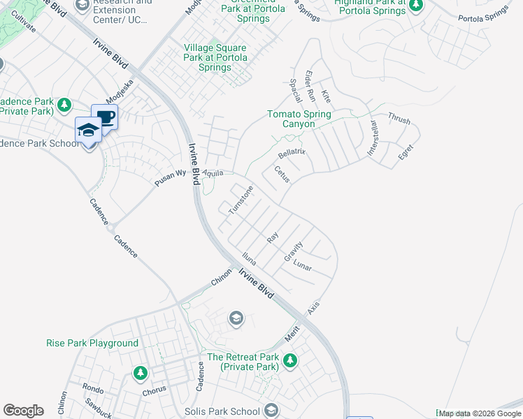 map of restaurants, bars, coffee shops, grocery stores, and more near 53 Chasma in Irvine