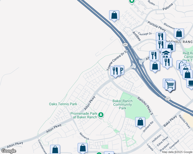 map of restaurants, bars, coffee shops, grocery stores, and more near 26 Prominence in Lake Forest