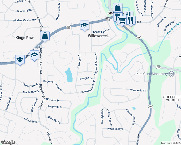 map of restaurants, bars, coffee shops, grocery stores, and more near 4441 Woodbank Lane in Decatur